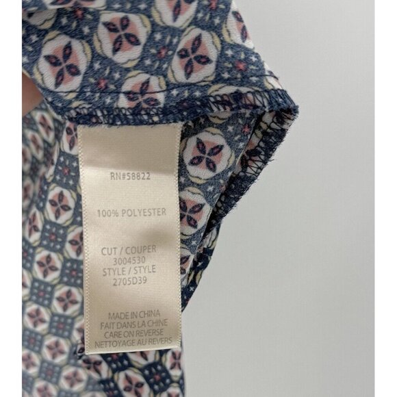 Max Studio Blue & Pink Faux Wrap Hi Low Chiffon Blouse Sm, Boho, Preppy, Office - Picture 8 of 10